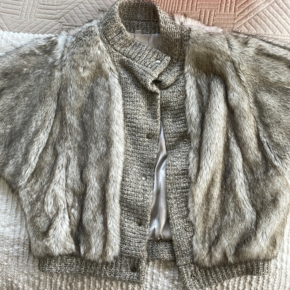 Grey/Brown Sportowne Fur Coat